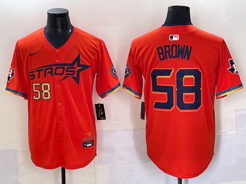 Men Houston Astros #58 Brown Orange Fourth generation Joint Name 2025 Nike MLB Jersey style 3->houston astros->MLB Jersey